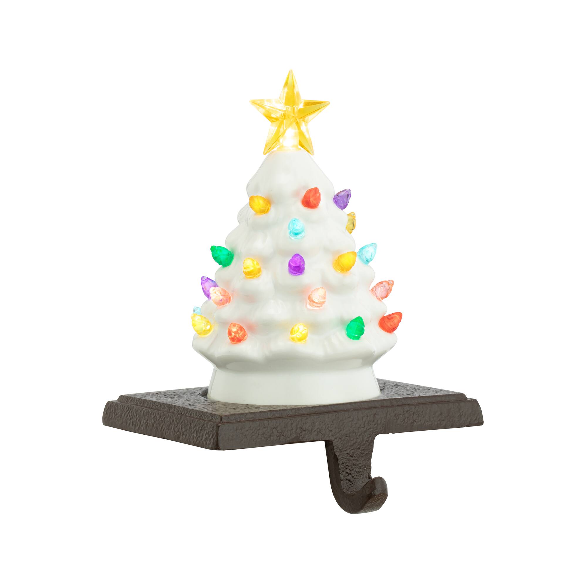 White Tree Illuminated Stocking Hanger